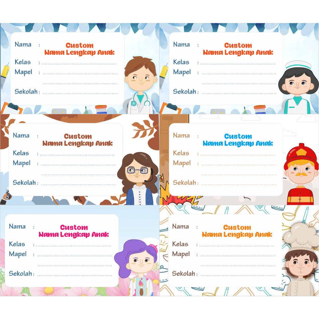 

Stiker Label Nama Buku/Stiker Nama Custom/Stiker Buku/Stiker nama/Stiker Lucu/Stiker Muslimah/Stiker Karakter/Stiker Unil