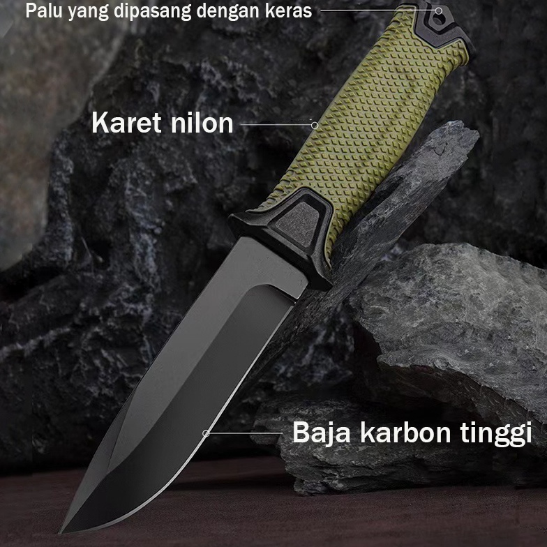 KODE P76J Pisau Outdoor Super Tajam Camping Pisau Lipat Survival Berbahan Baja Karbon Tinggi Peganga