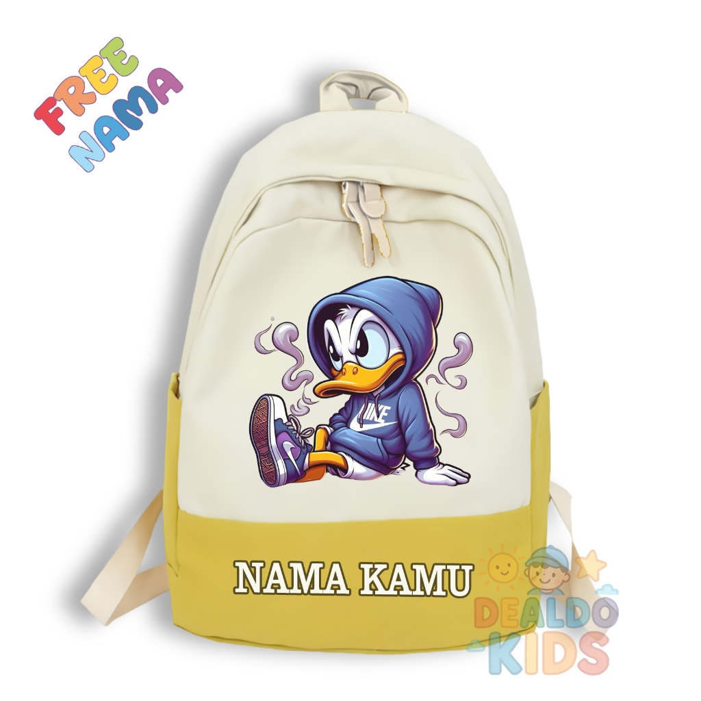 Tas anak sekolah donal bebek free nama - Ransel backpack anak sekolah donal duck gratis tambah nama