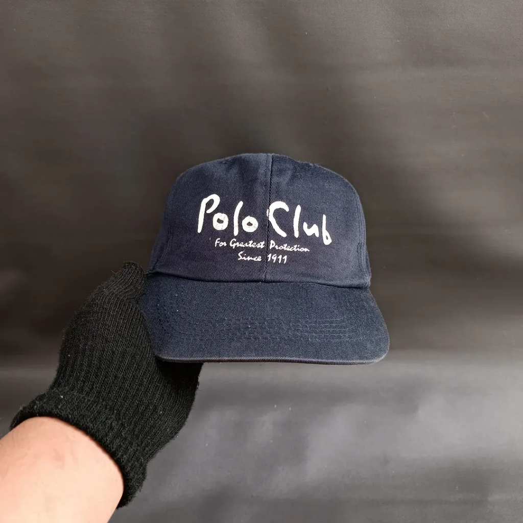 Topi Vintage Snapback Unisex Pria Wania POLO CLUB Navy