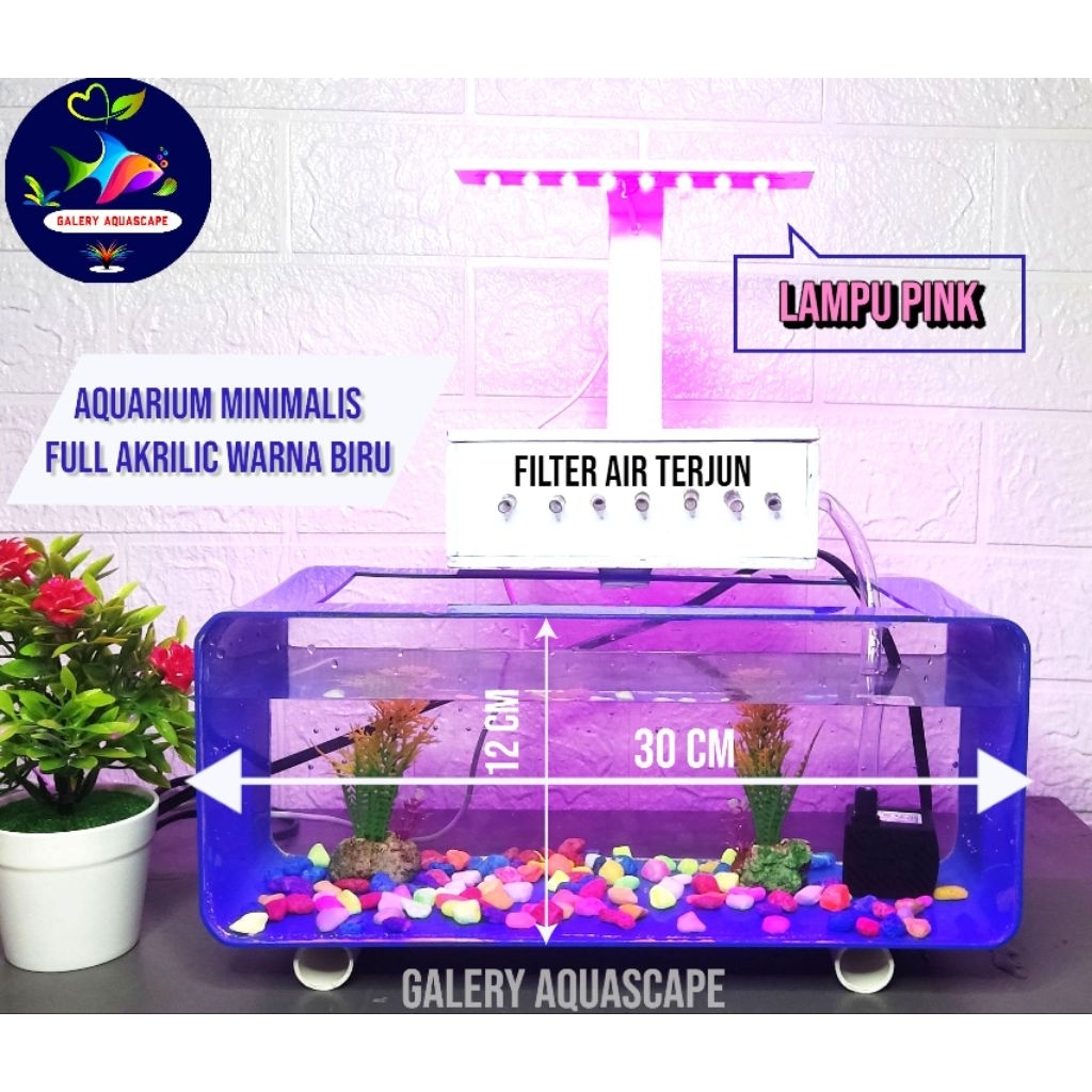 Aquarium ikan akuarium akrilik ukuran 30 x 12 cm
