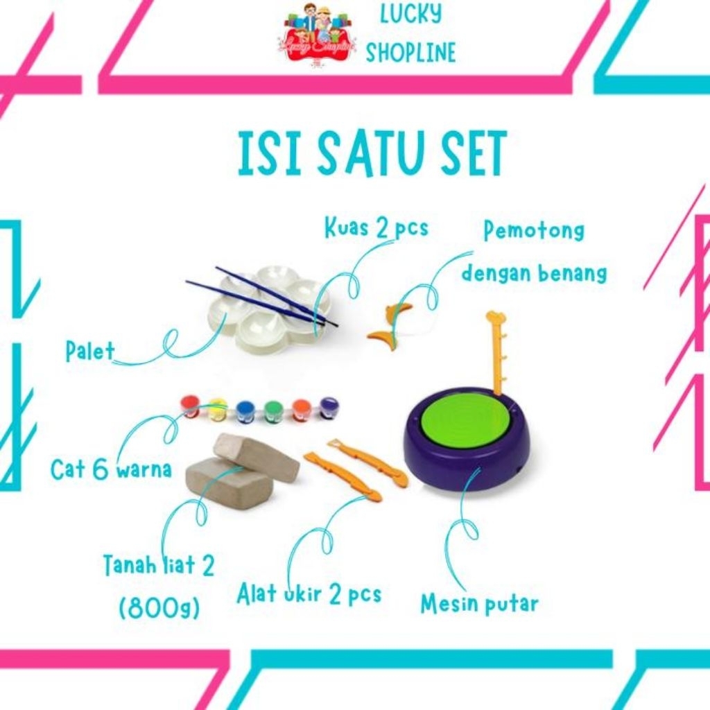 Pottery wheel - diy toys - activity games - tanah liat Toy Clay - Mesin+tanah+acc