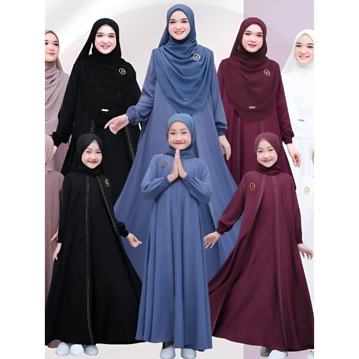TERBARU H02 GAMIS PUTIH ABAYA VIRRAL COUPLE IBU & ANAK/CRINKLE MIX SWAROSKY/GAMIS COUPLE IBU & ANAK