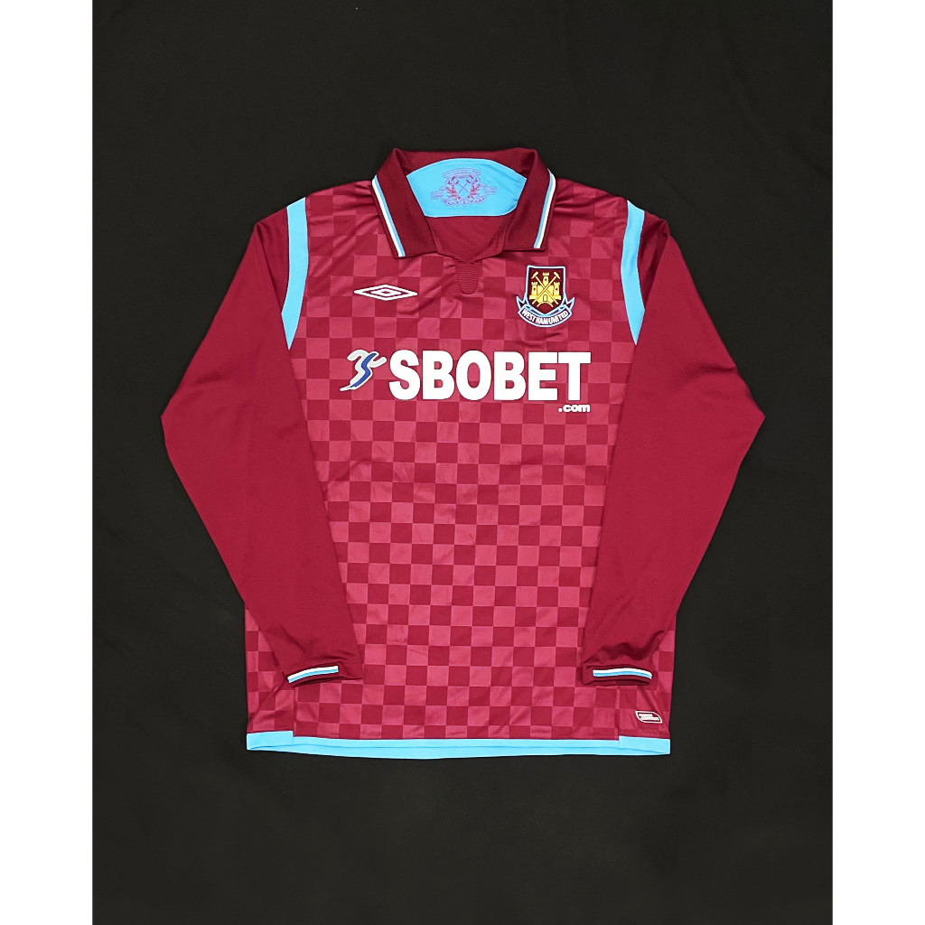 Long Sleeve Original Umbro West Ham United Home Kit 2009 2010 Jersey Bola Vintage