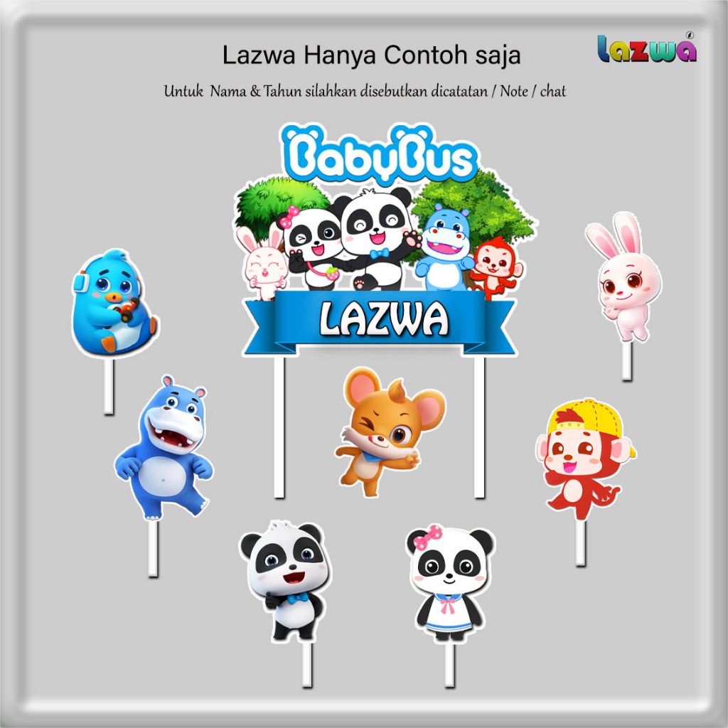 Topper cake babybus custom nama hiasan kue & buket