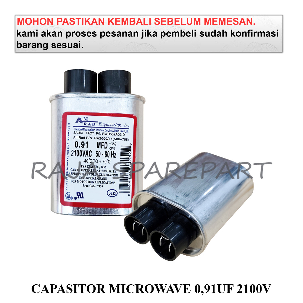 KAPASITOR MICROWAVE / CAPACITOR / CAPASITOR MICROWAVE 0.91UF 2100V CM91