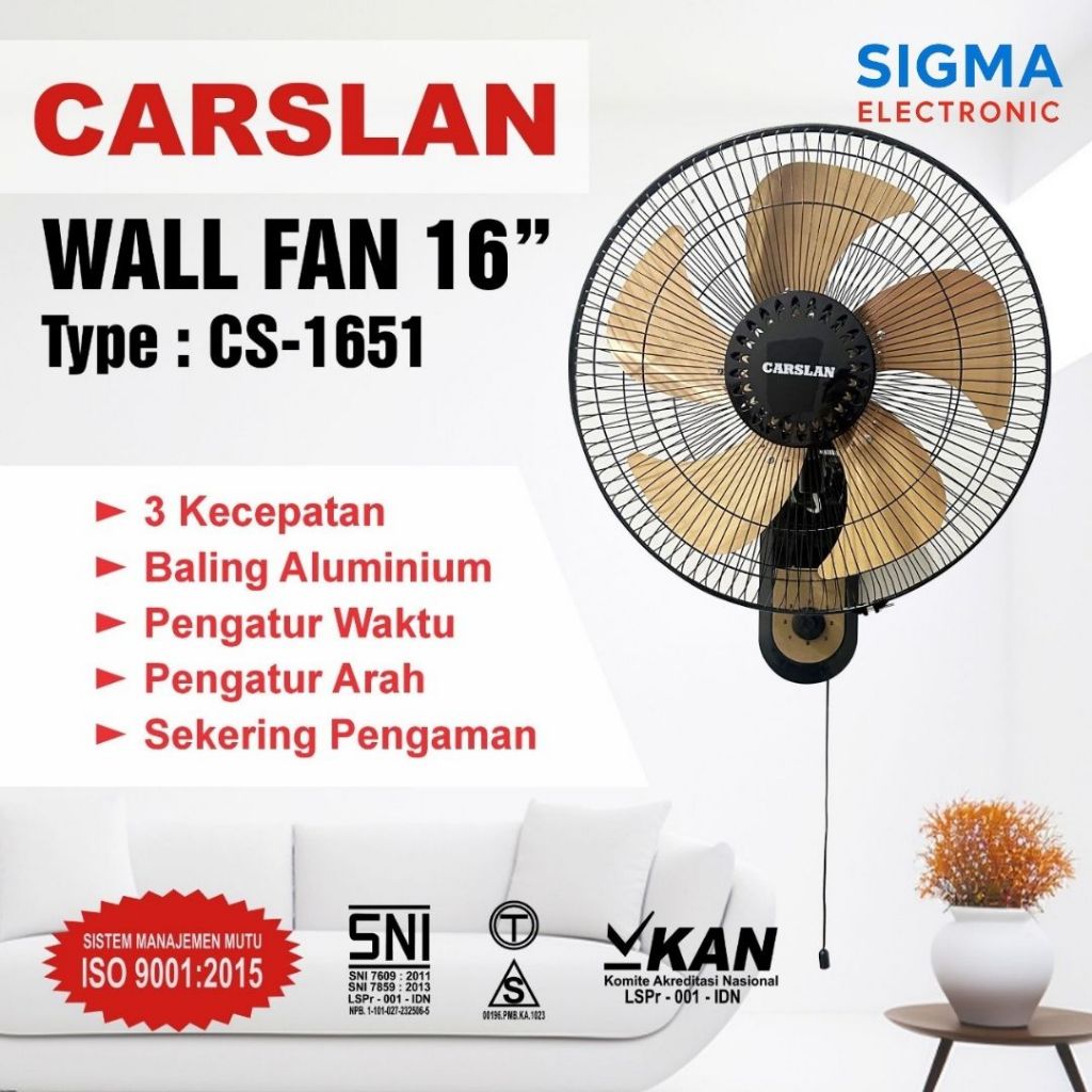 Kipas Angin Tornado Wallfan/ Kipas Dinding Tornado 16inch Carslan CS-1651
