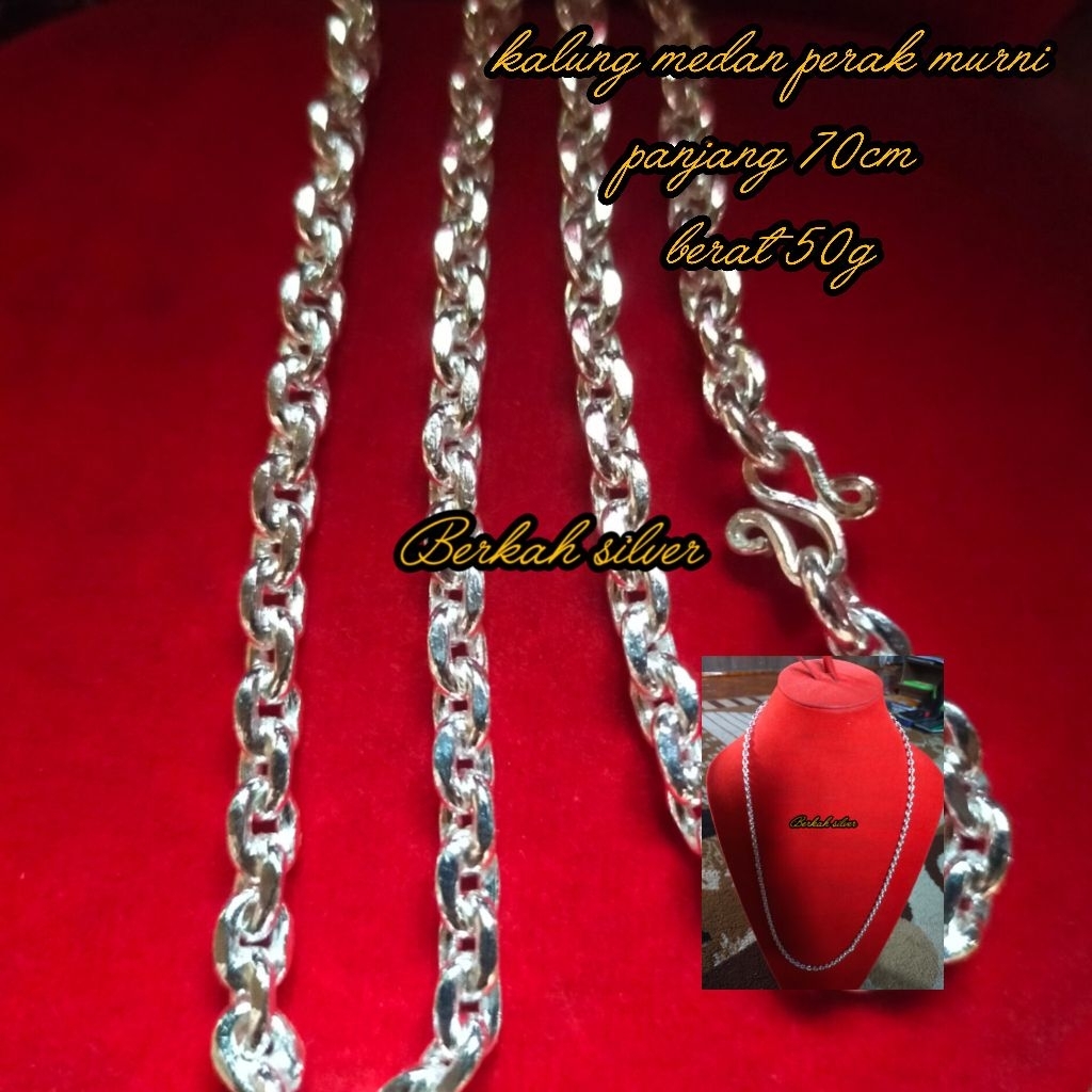 Kalung medan besar perak murni dewasa 50g (kode 67)