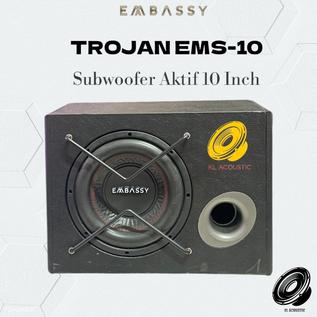 Subwoofer Aktif 10 inch BASSBOX Embassy Trojan EMS-10 Speaker Mobil Car Audio