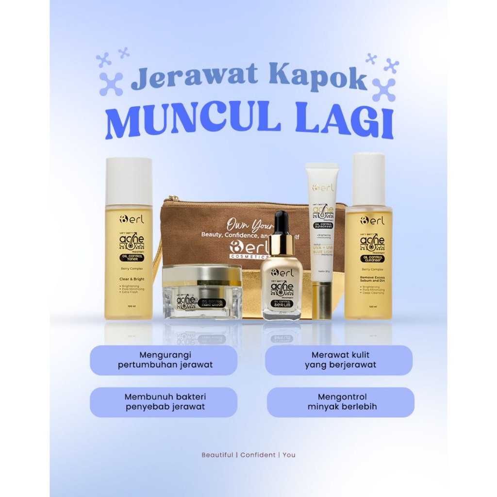 Acne Treatment Oil Control Series | B Erl | Paket Basic Skincare | Perawatan Wajah Berminyak & Berje