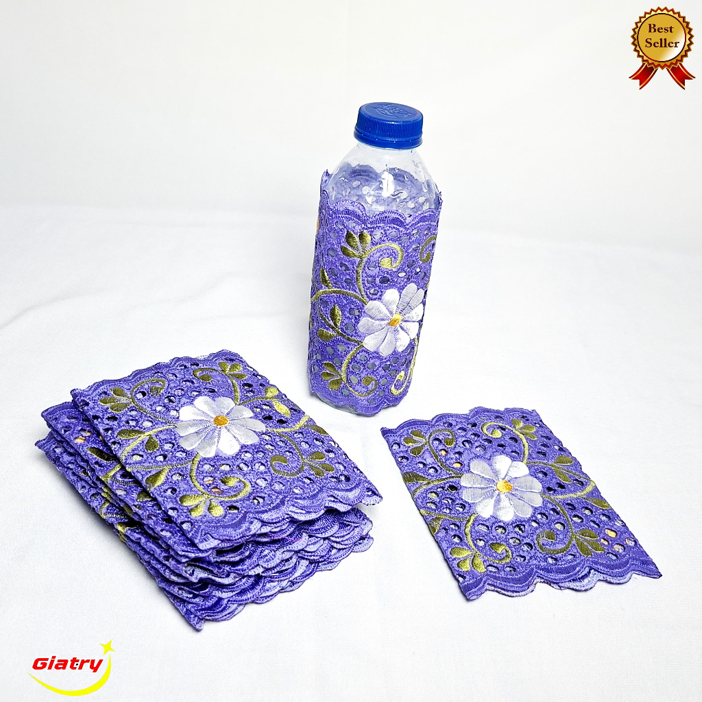 Cover aqua botol / baju aqua botol kecil/Sarung botol Aqua bordir manual