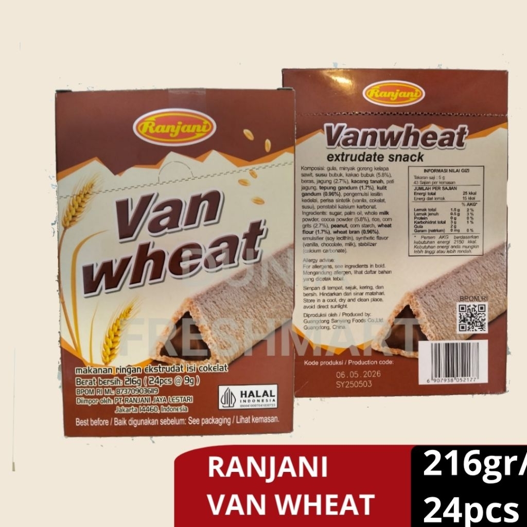 

VAN WHEAT 216GR 1BOX ISI 24PCS BISKUIT WAFER GANDUM ISI COKELAT RANJANI VAN WHEAT