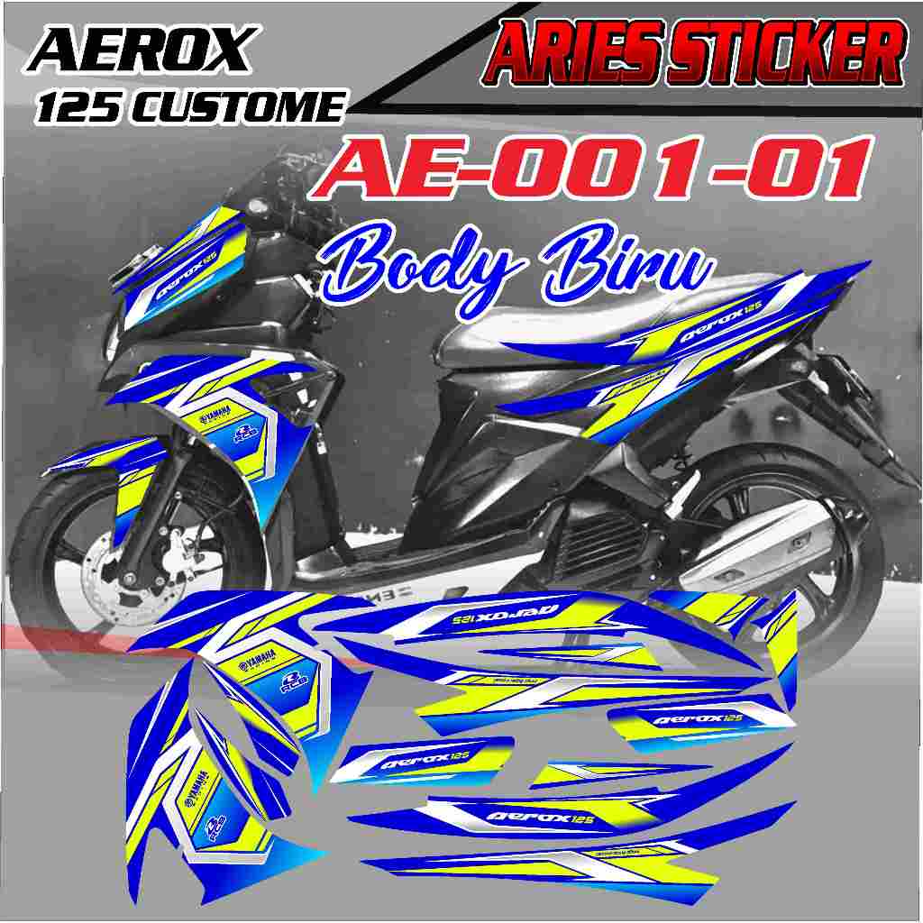 STRIPING STIKER AEROX 125 AE 001 CUSTOM BIRU