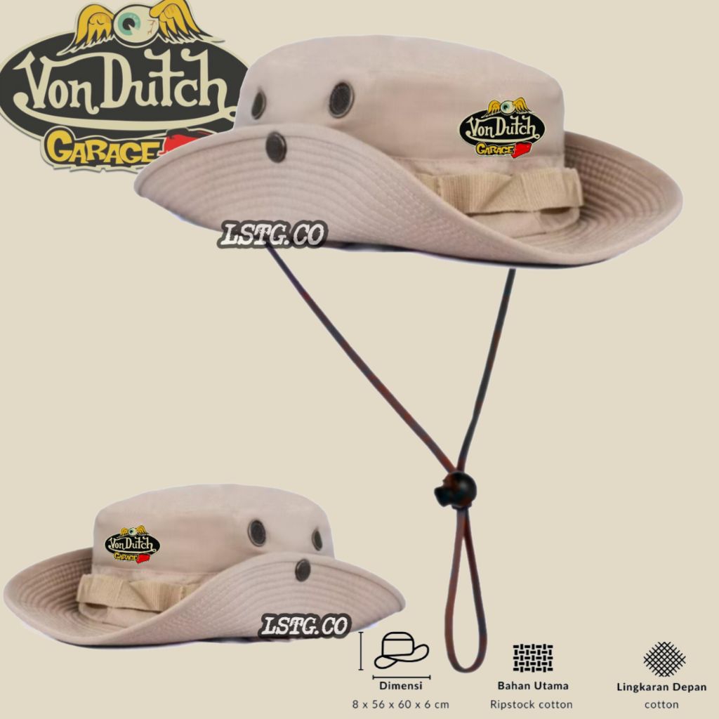 VonDutch / Topi Rimba Kancing / Topi Gunung Outdoor Adventure / Jungle Hat Button Side Fashion