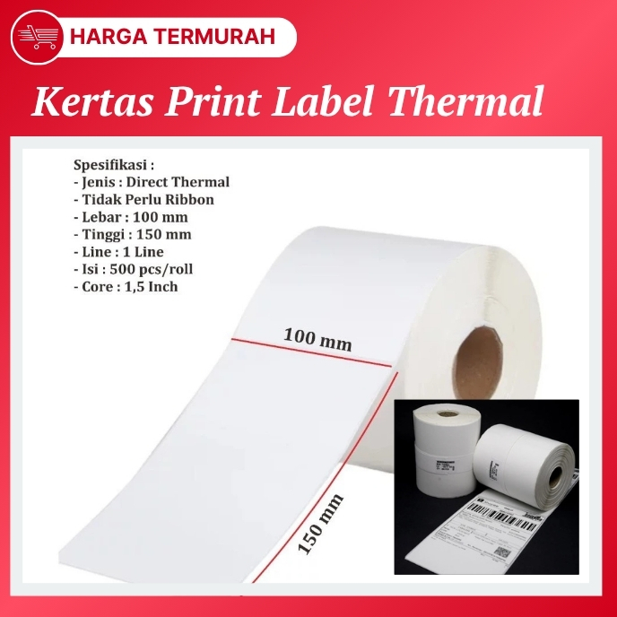 

Kertas Printer Thermal 100mm x 150mm Kertas Thermal 100 x 150 Kertas Stiker Thermal 100 x 150