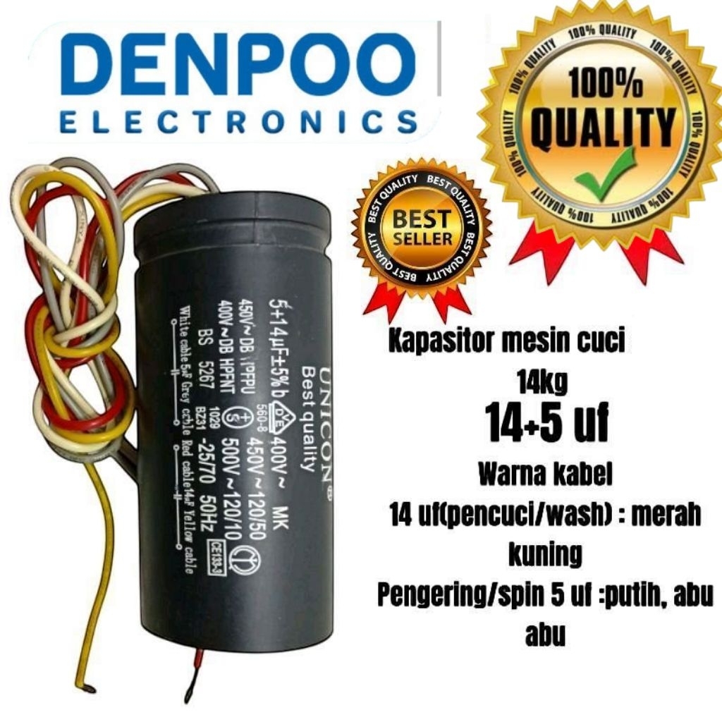KAPASITOR khusus mesin cuci DENPOO 14kg manual 2 tabung