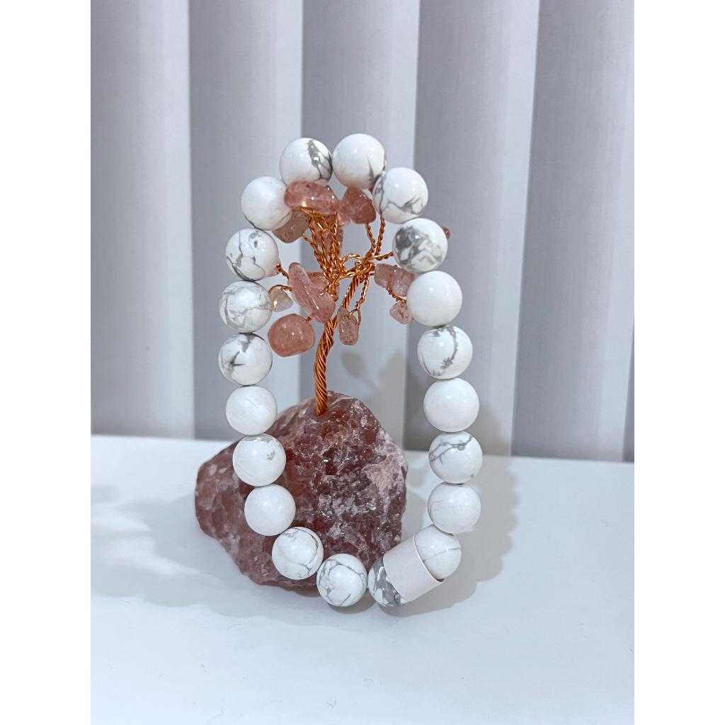 White Howlite 6mm/Gelang Howlite/White Howlite brecelet/Gelang Cantik Batu Natural