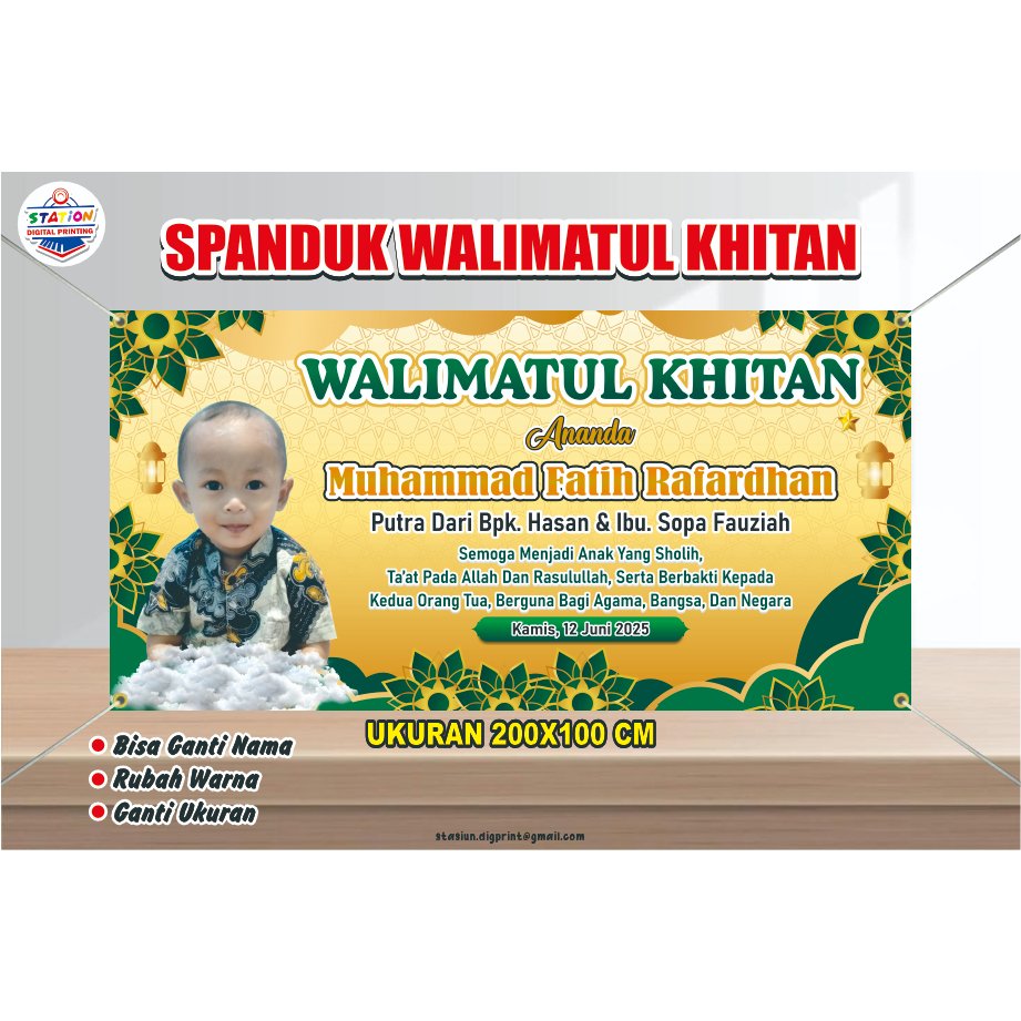 SPANDUK WALIMATUL KHITAN CUSTOM UKURAN 200X100CM