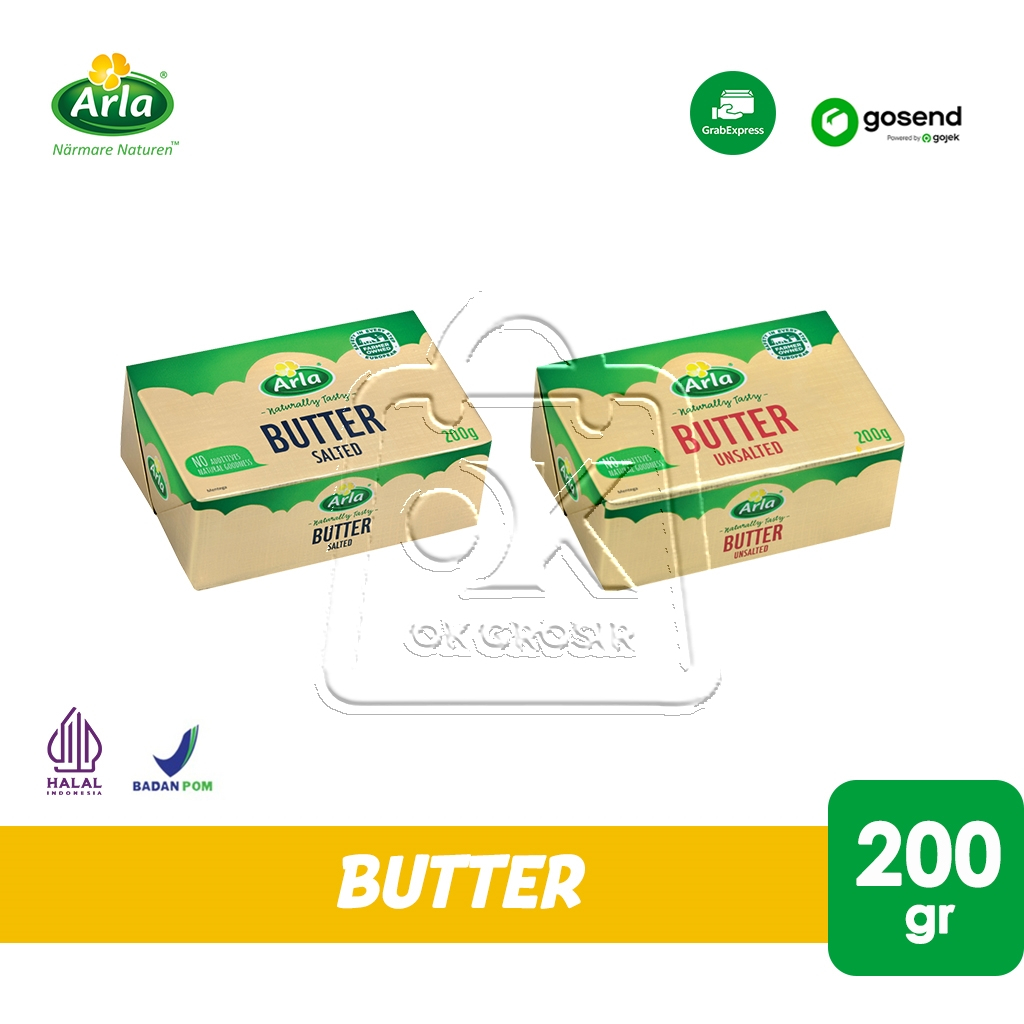 

Mentega Butter ARLA Salted Asin / Unsalted Tawar 200g (KHUSUS INSTANT)