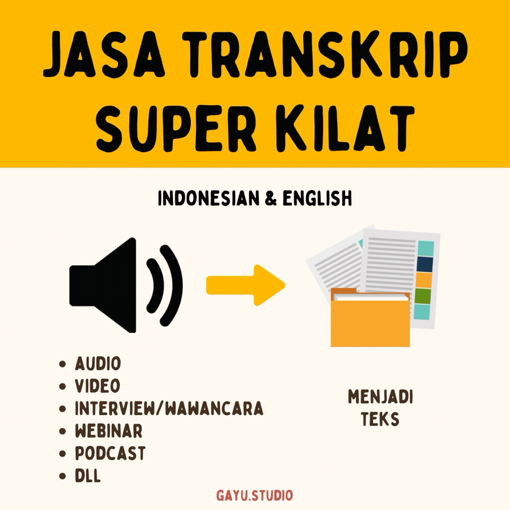 Jasa Transkrip Bahasa Inggris & Indonesia Profesional Super Kilat Revisi Sepuasnya - Audio Video Int