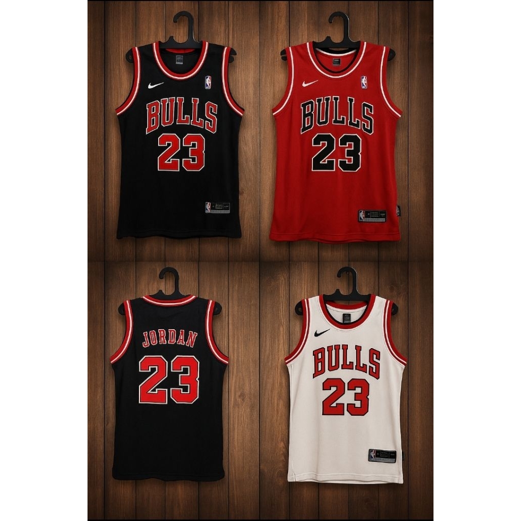 Jersey Basket Chicago Bulls #23 Michael Jordan hitam putih merah sport