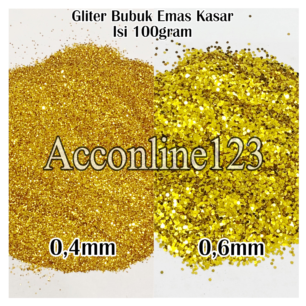 Gliter Emas Kasar (100 Gram) / Serbuk Glitter / Bubuk Glitter 100 Gram