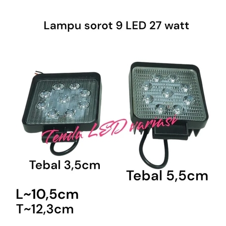 Lampu Tembak Lampu Sorot kotak 9 Mata LED 27watt / Working Light LED 9 Mata 12-24volt