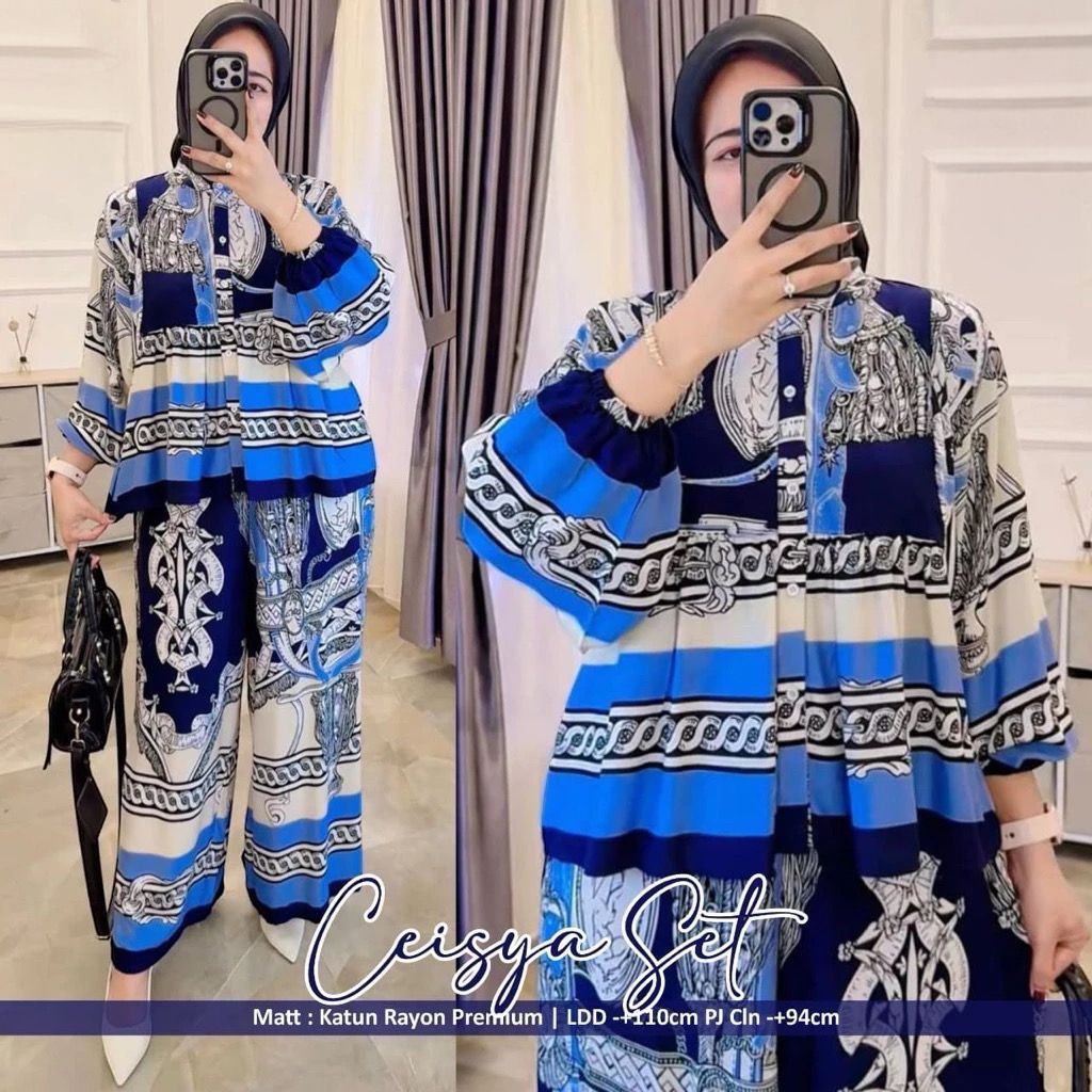 Premium TERBARU RINJANI SET TUNIK RAYON LD 120 CELANA KULOT // ONE SET TUNIK RAYON VIRAL // SET