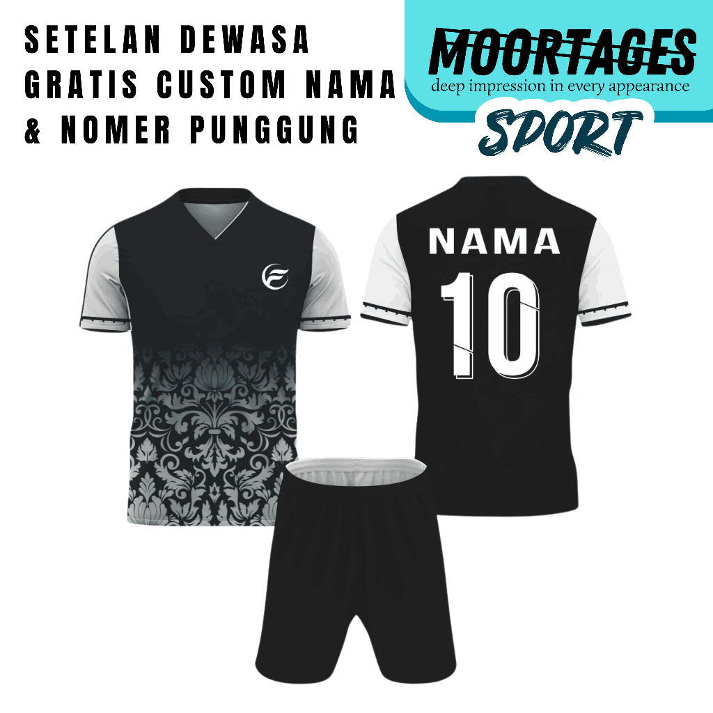 SETELAN BAJU OLAHRAGA DEWASA JERSEY BOLA FUTSAL VOLLY BADMINTON FREE CUSTOM DESAIN BATIK MOORTAGES