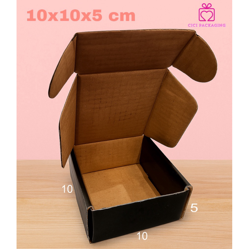 

kardus 10x10x5 cm warna hitam glosy box packing diecut black box hampers box sparepart