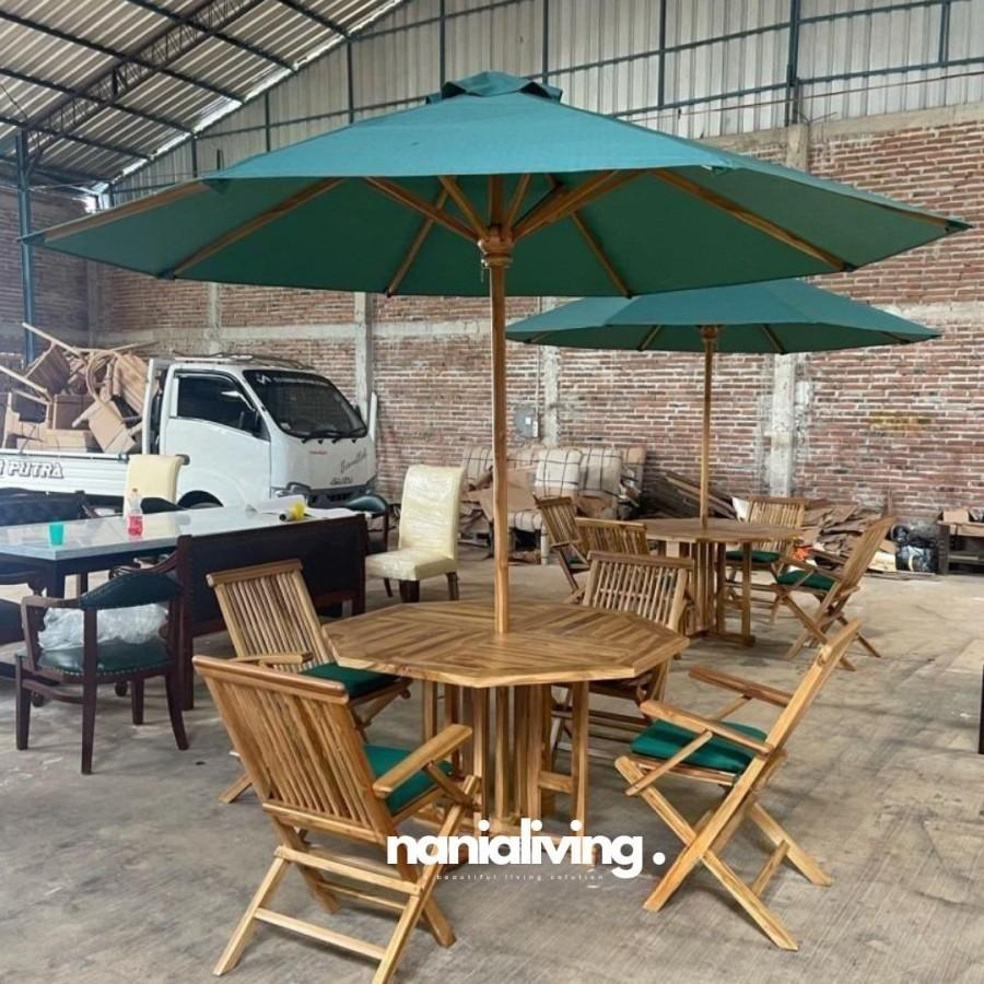 meja taman set meja payung jati meja outdoor minimalis