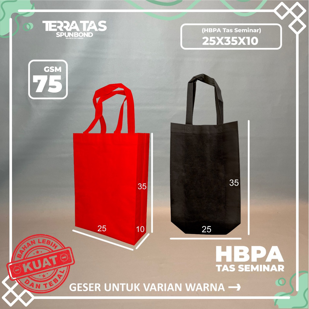 

(Pcs) Tas Seminar 75 GSM 25x35x10 Goodie Bag Tas Belanja Spunbond HBPA