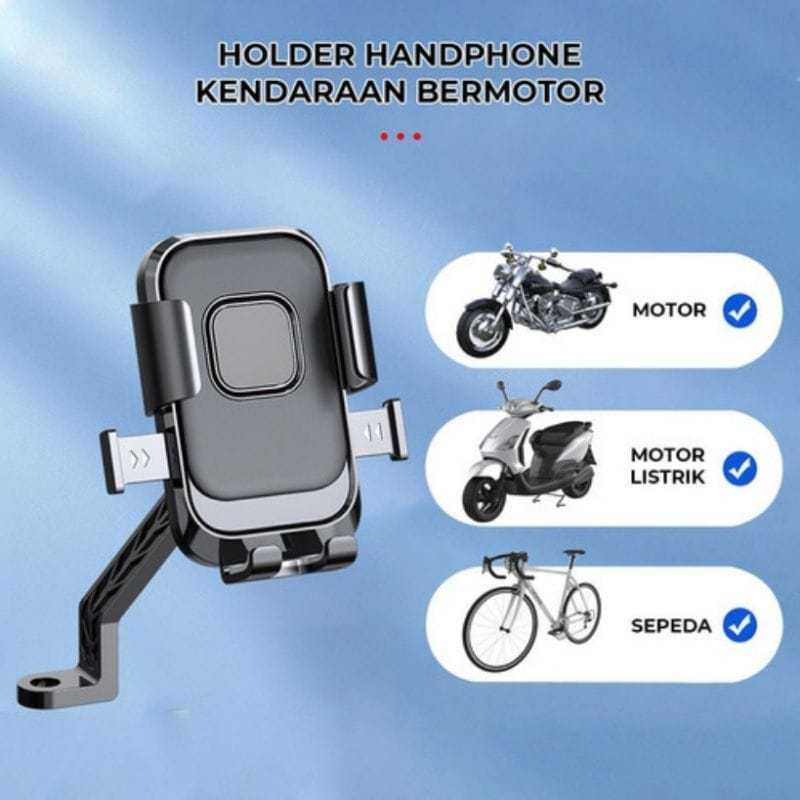 Holder HP Motor Spion Aluminium Dapat Berputar 360 Derajat Stand Holder HP Motor Spion