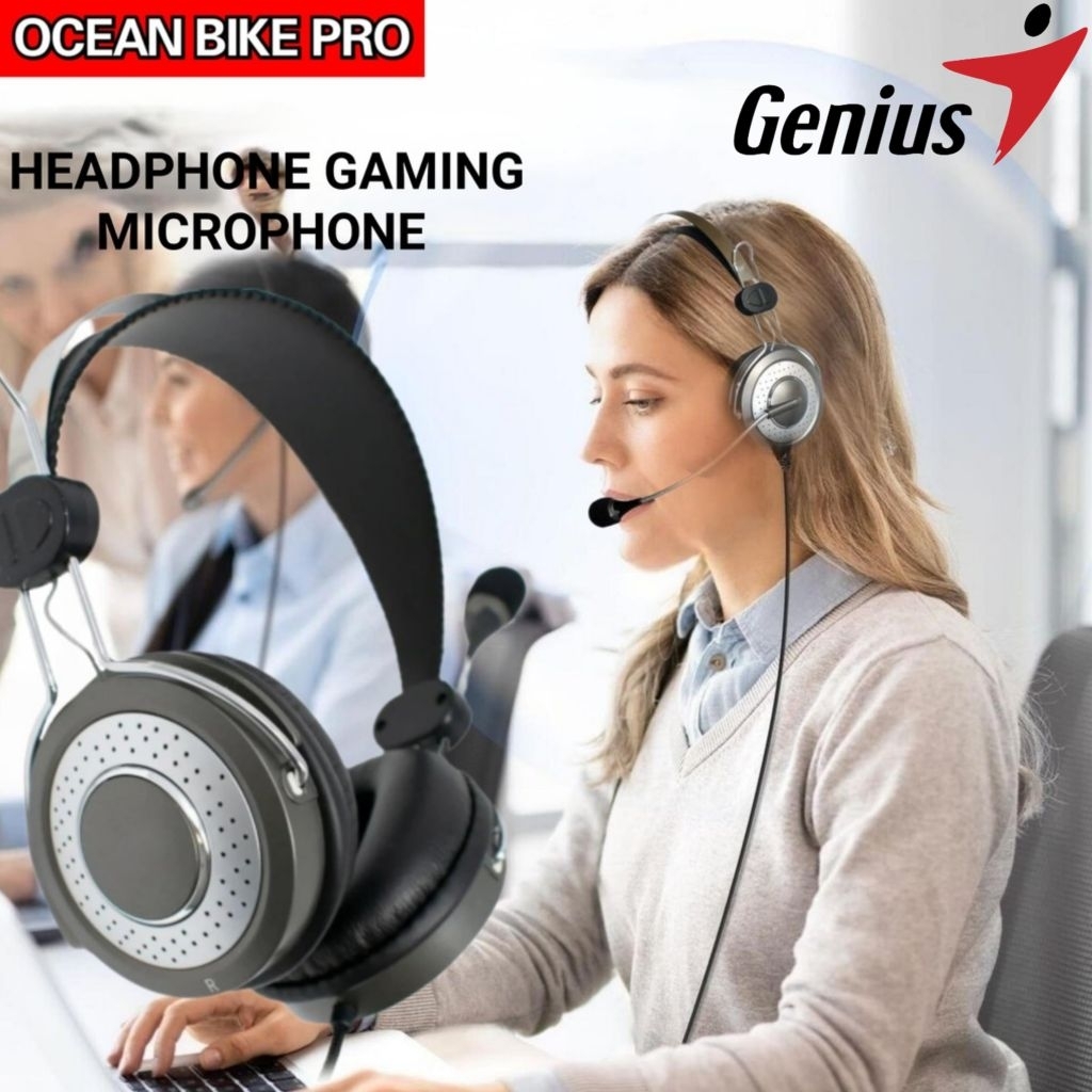 OCEANBIKEPRO Headset Gaming Genius HS04SU Headphone Earphone With Noise Cancellation Microphone