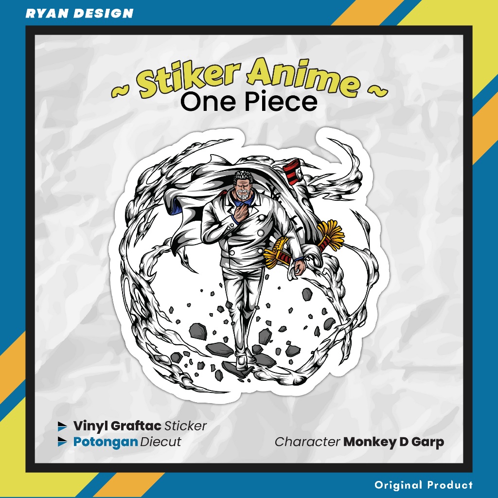 

Sticker Anime One Piece Monkey D Garp Stiker Laptop Case Hp Ukuran 5 Cm