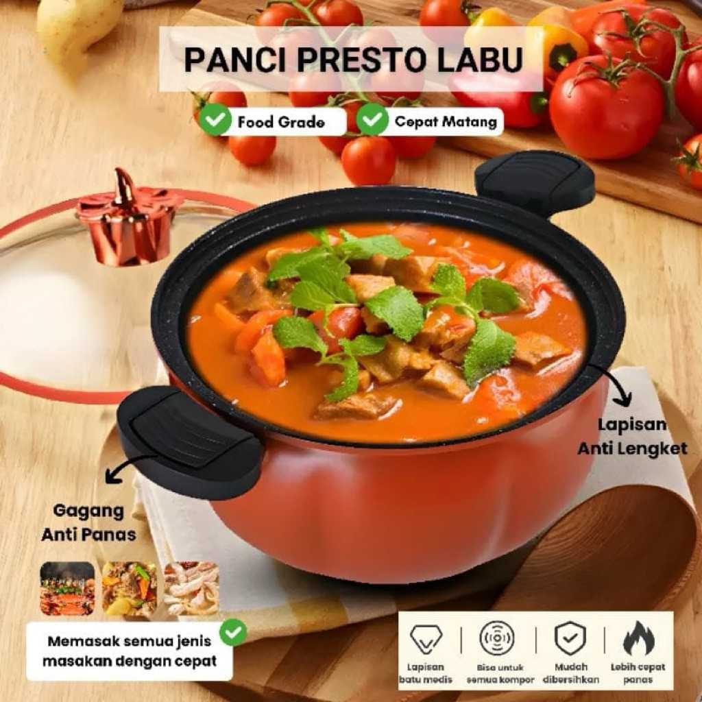 Panci Presto Model Labu Besar - Panci Presto Labu 7.5 Liter - Panci Presto Viral Labu Besar - Panci 