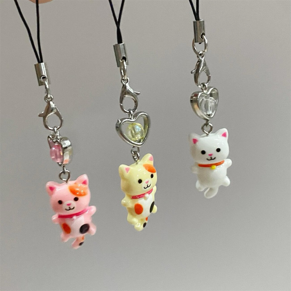 Gantungan Hp Lanyard Bandul Kucing Lucu Hiasan Tas Gantungan Kunci Tali Handphone Keychain BagChain