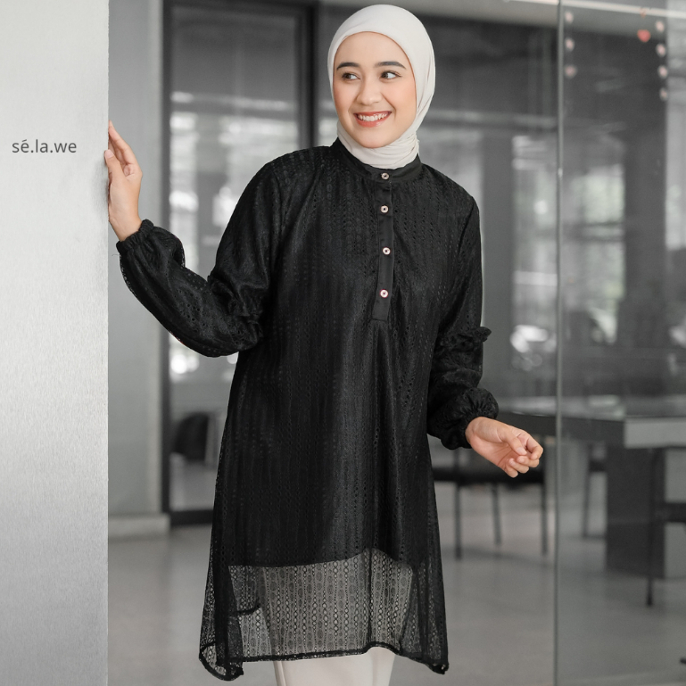 Atasan Tunik Wanita Kekinian Baju Outfit Kondangan Muslim Aleya