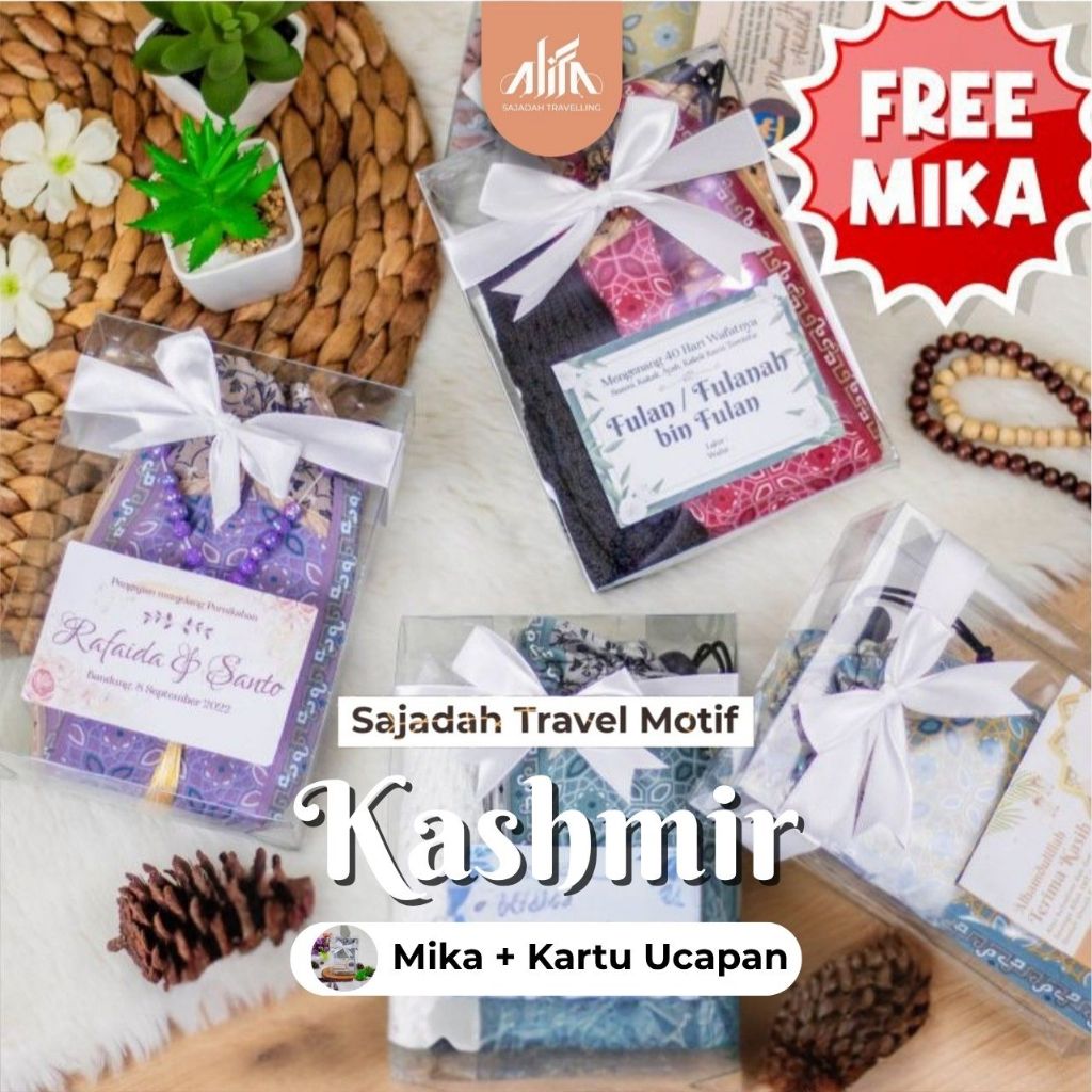 Sajadah Travel Kashmir Free Mika Sajadah Traveling Pouch Oleh Oleh Haji dan Umroh | Sajadah Lipat | 
