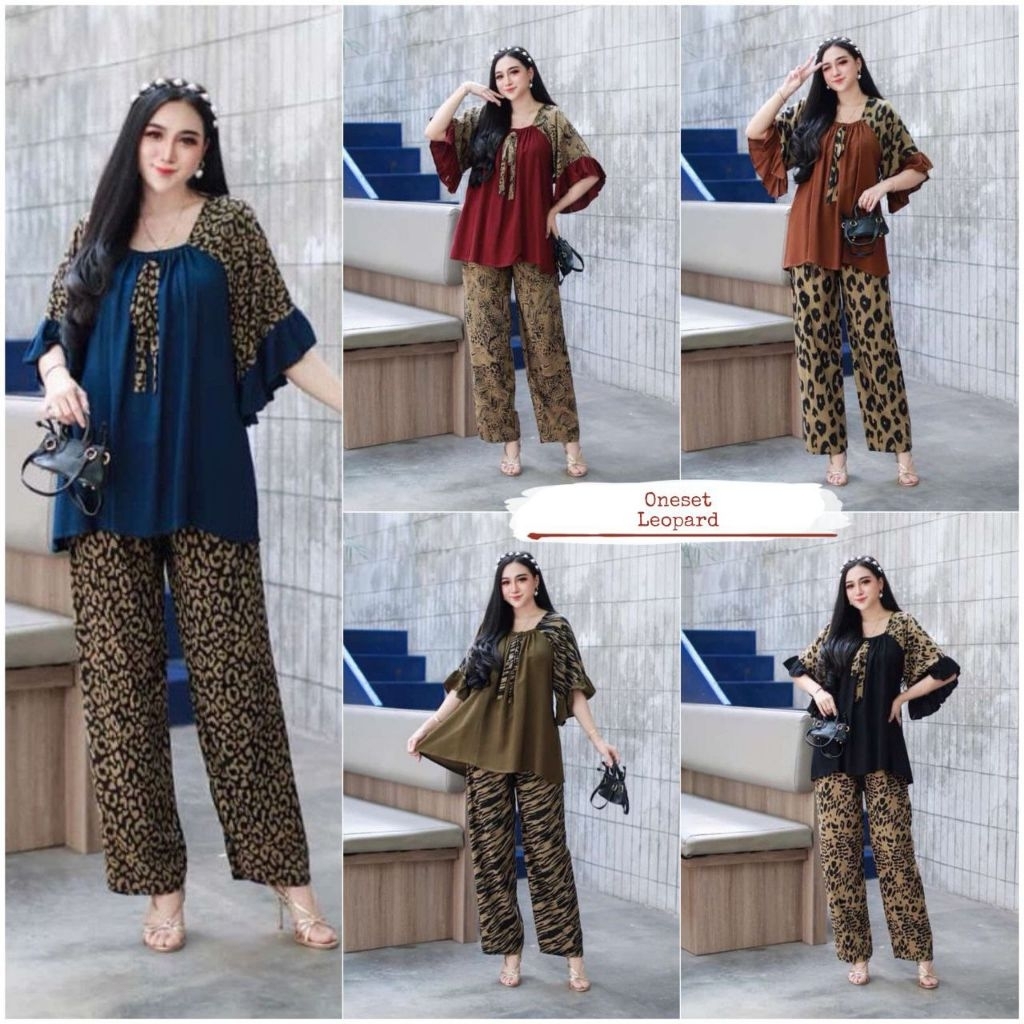 Setelan Leopard - one set wanita set cp daster motif terbaru kekinian
