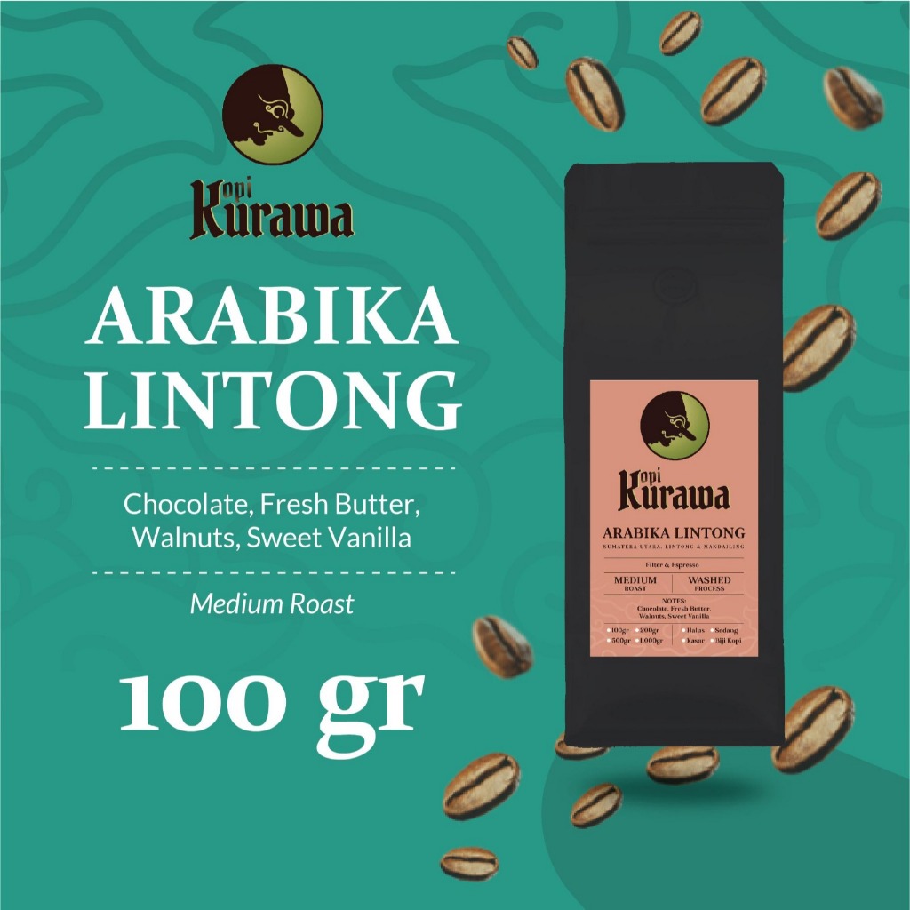

Kopi Arabika Lintong Sumatera Arabica Coffee Beans Biji Bubuk 100 Gram