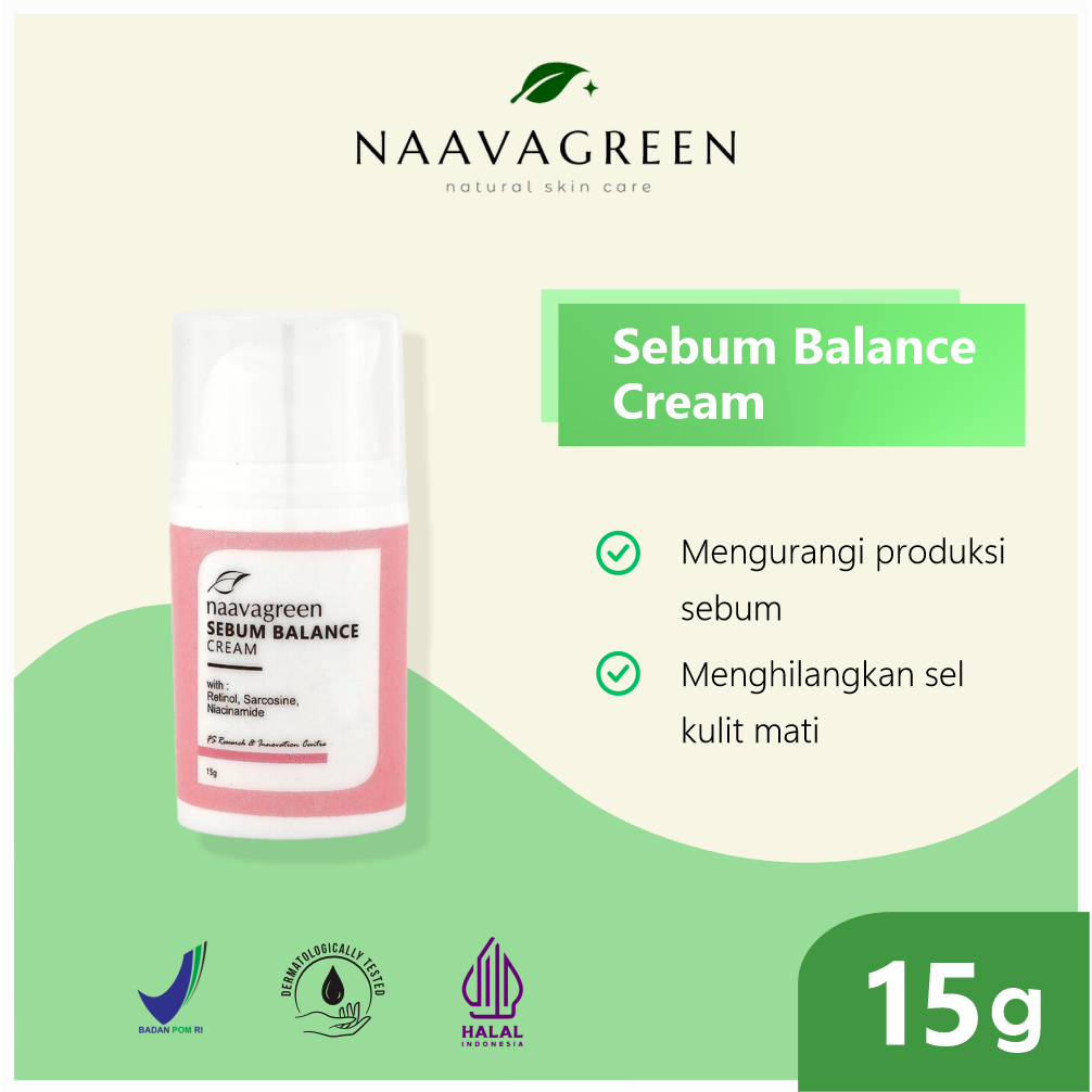 NAAVAGREEN Sebum Balance Cream - Mengurangi produksi sebum dan menghilangkan sel kulit mati - PENGON