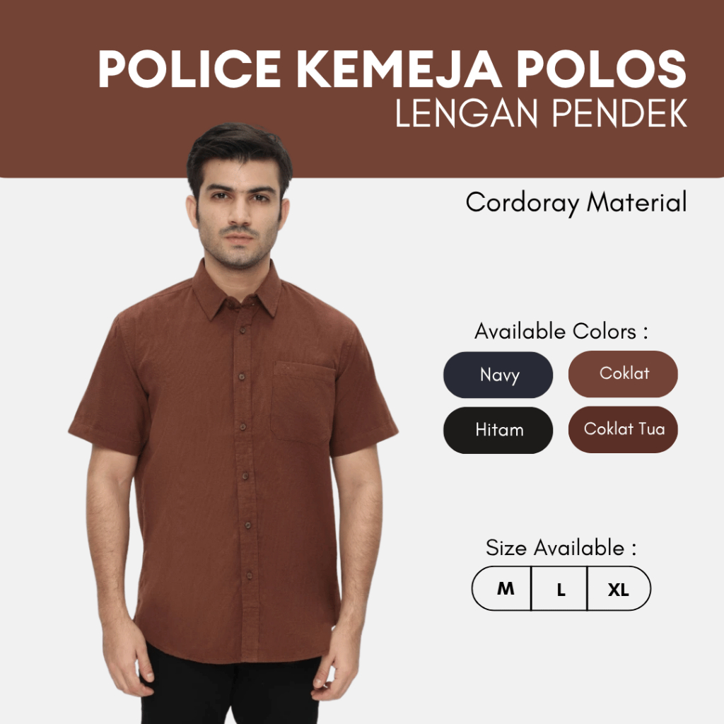 POLICE Kemeja Polos Corduroy Regular Fit Pria