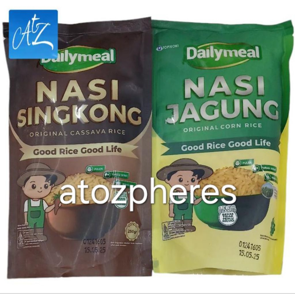 

Olahan bentuk butiran beras halal MUI TOPIKOKI Dailymeal NASI SINGKONG JAGUNG Original Cassava Corn Rice 250g