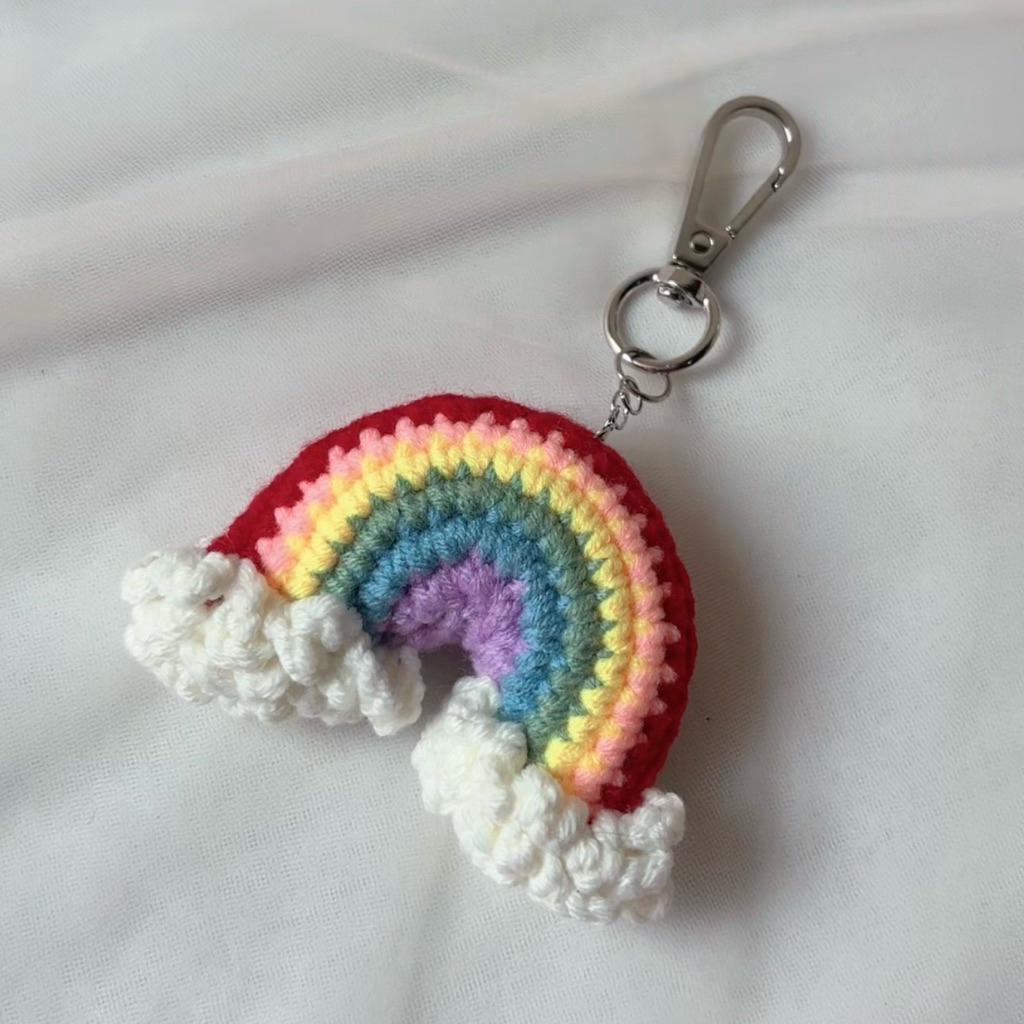 Bagcharm Rainbow | Gantungan Kunci Pelangi | Pelangi Rajut
