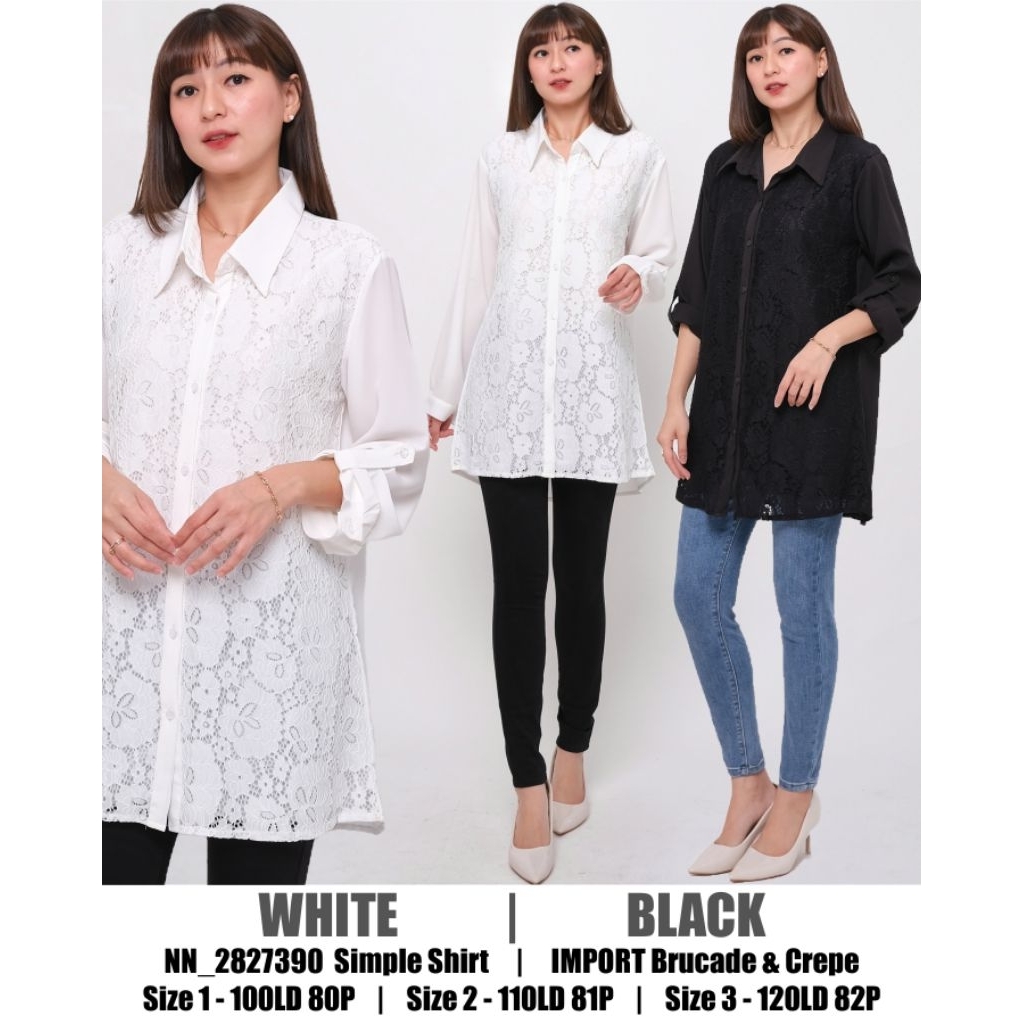 Atasan blus wanita brukat premium import KHUSUS PUTIH & HITAM lebaran , natal & imlek 2827390