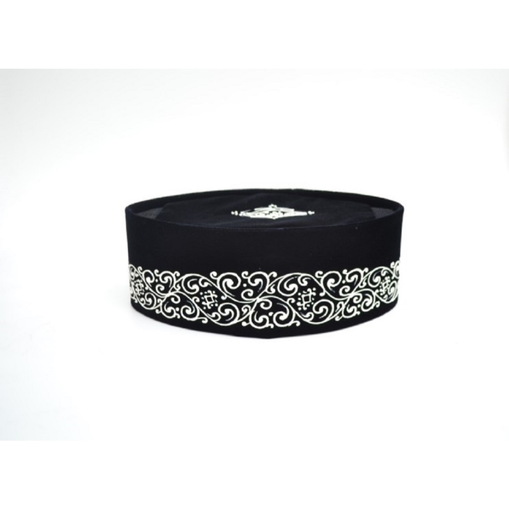 Peci Kopiah Hitam Lukis Motif Ukir Salur