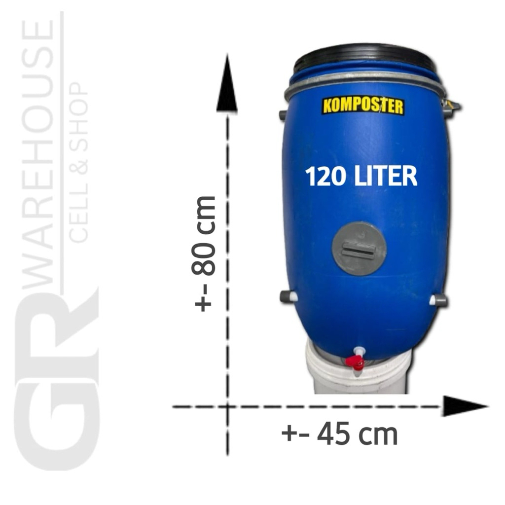 Komposter Tong Drum 120 Liter Tempat Pengolahan Sampah Rumahan Sampah Organik