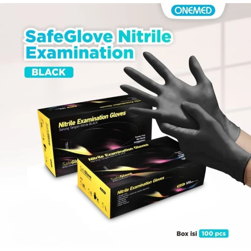 Sarung Tangan Nitrile Safeglove Black Box 100pc / Handscoon Hitam