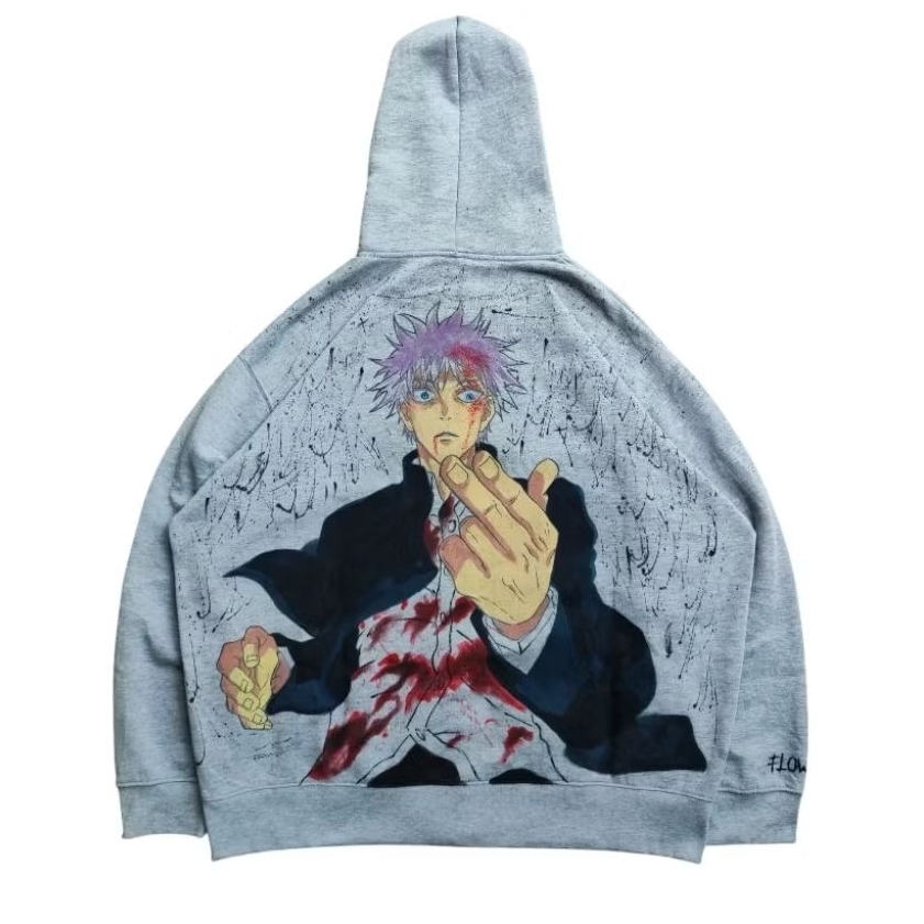 Hoodie Zip handpainting Gojo Satoru